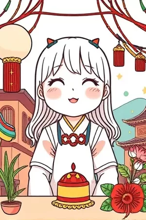 温情漫画《雨停之后去买糖》竖版封面，湿漉漉的石板路上有一把彩虹伞